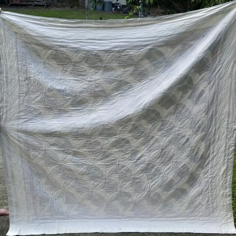 Vintage‎ Handmade Grandmothers Fan Quilt 78 x 76 Inches